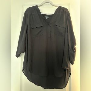 Torrid Black Georgette Pullover 3/4 Sleeve Blouse size 2